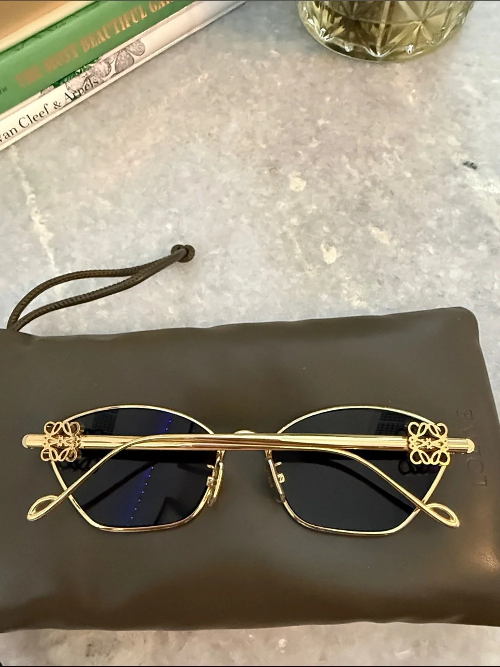 Loewe Gold Frame Sunglasses with Dark Lenses